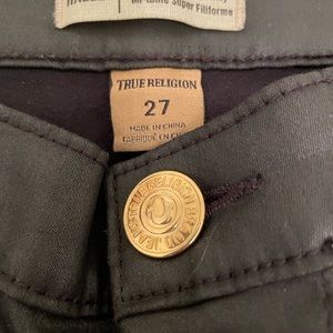 True Religion Black Mid Rise Super Skinny slick jeans - Size 27